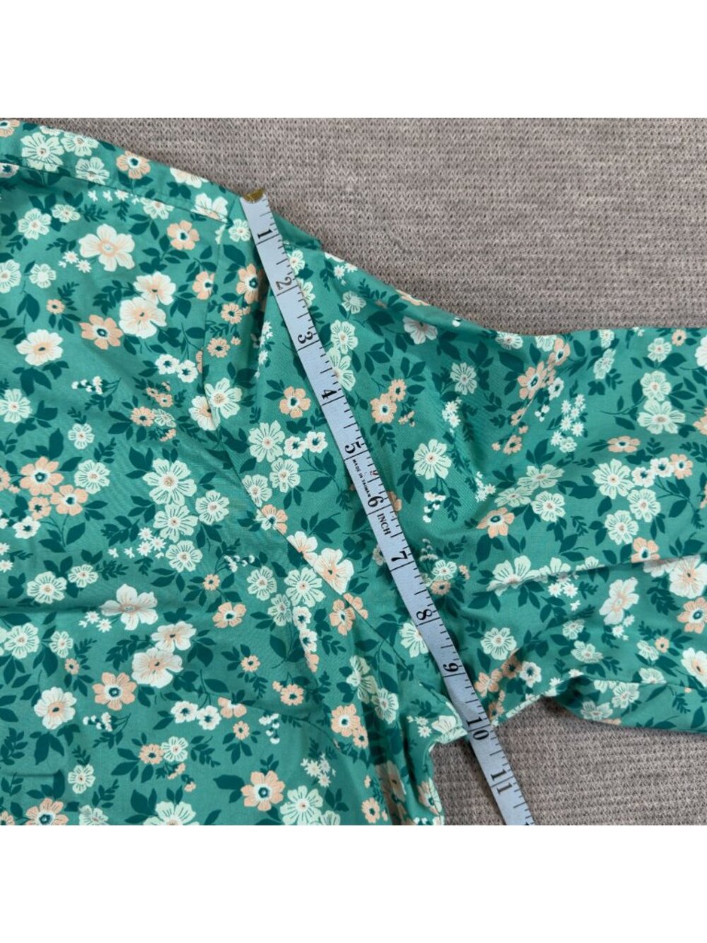 American Sweetheart Floral Button-Up Shirt Womens Size XL 3/4 Sleeves Green - Picture 12 of 13